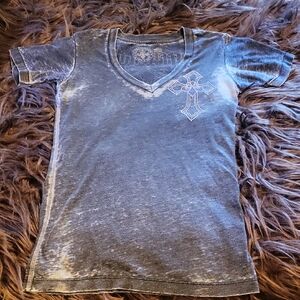 Affliction Burn Out Tshirt Gray Size S